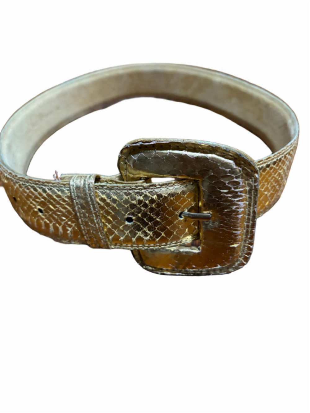 Vintage Metallic Gold Genuine Snakeskin Belt – Nordstrom, Made in Taiwan